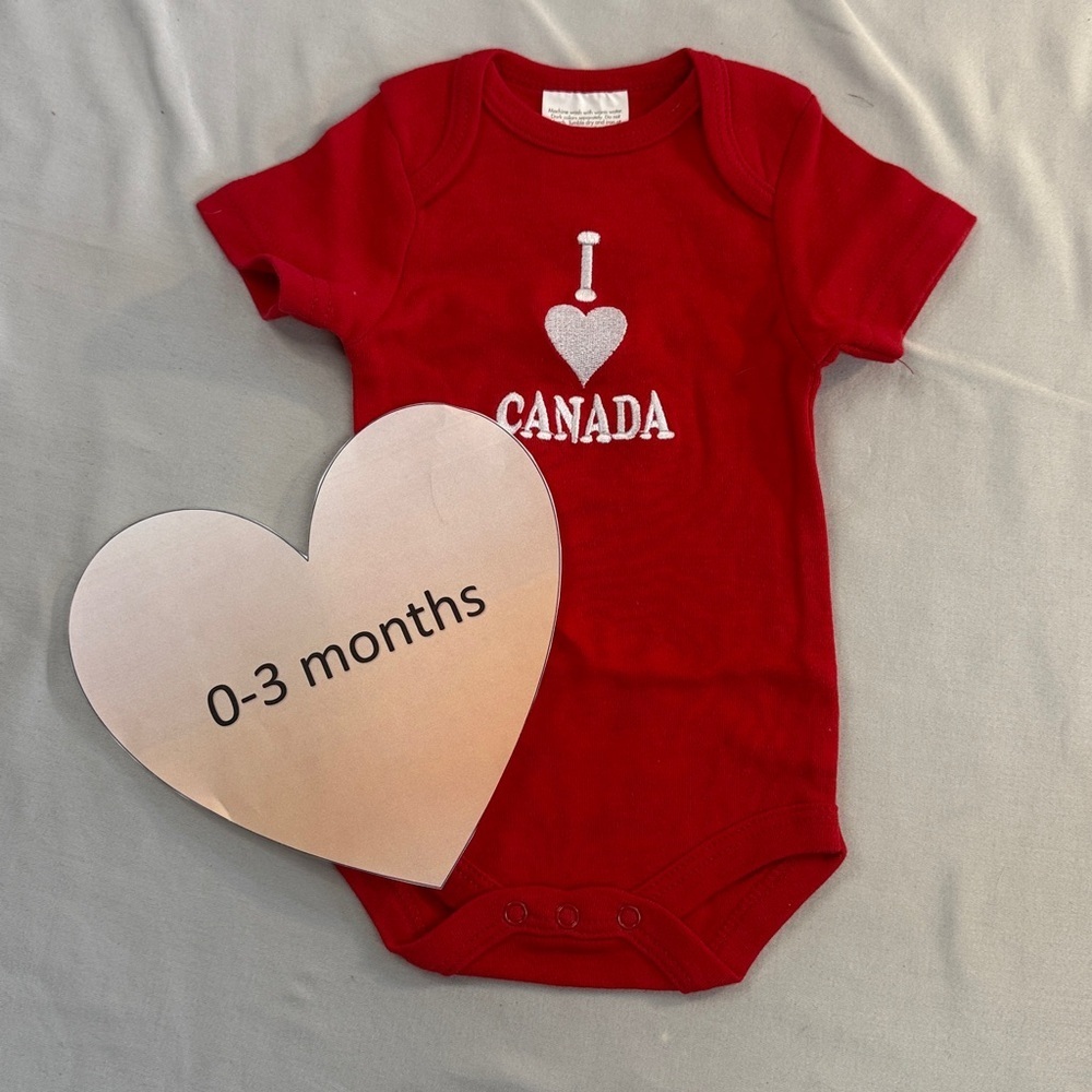 Charming Red Baby Bodysuit with 'I Love Canada' Design